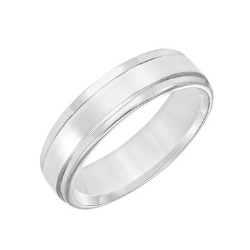 Matte High Polished Edge 6mm Wedding Band In White Gold 14K