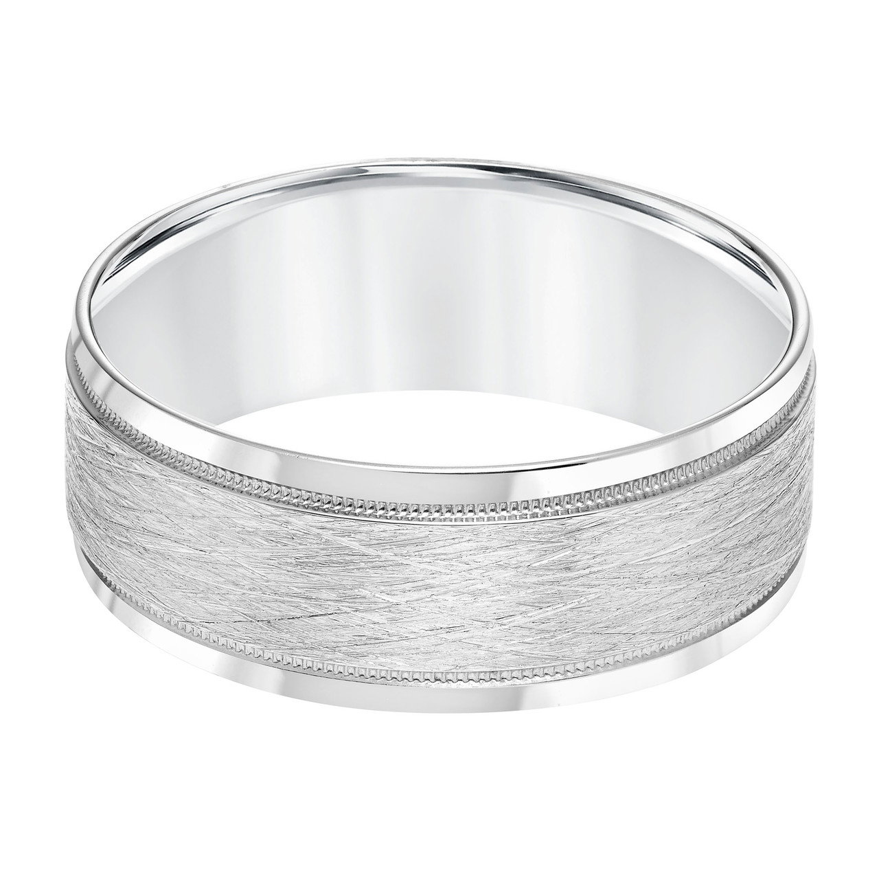 Textured Milgrain 8mm Wedding Band 0