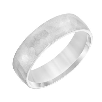 Hammered Matte 6mm Wedding Band In White Gold 14K