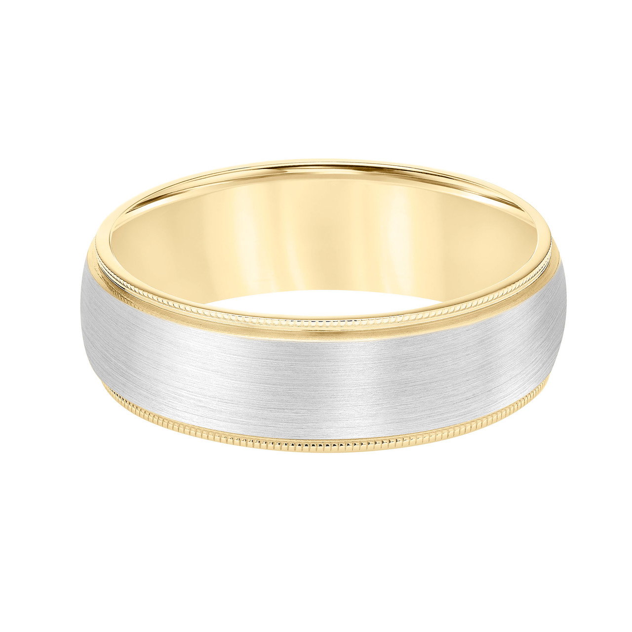 Two-Tone Matte Milgrain 7mm Wedding Band 0