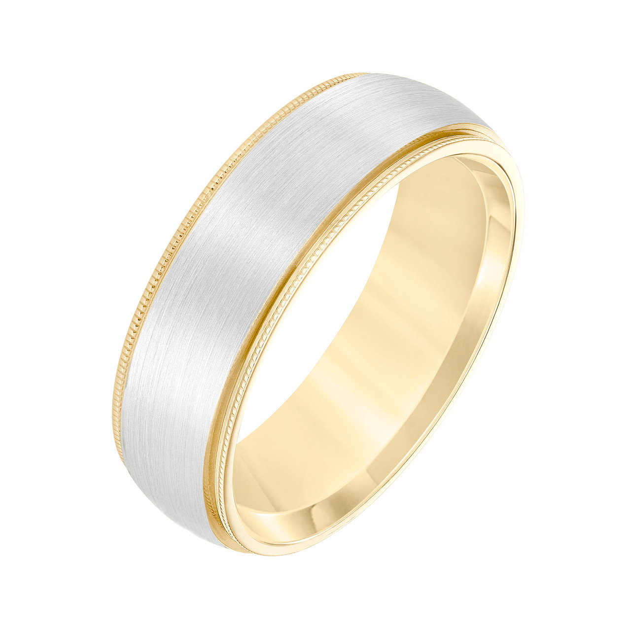 Two-Tone Matte Milgrain 7mm Wedding Band 1