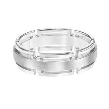 Matte Open Link 7mm Wedding Band In White Gold 14K