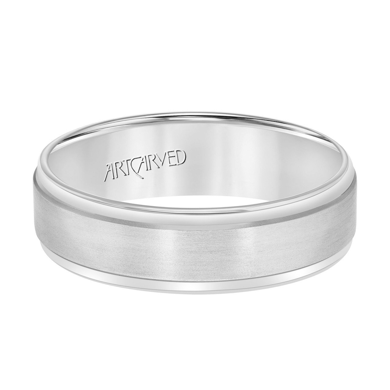 Matte Polished Bevel Edge 6.5mm Wedding Band 0