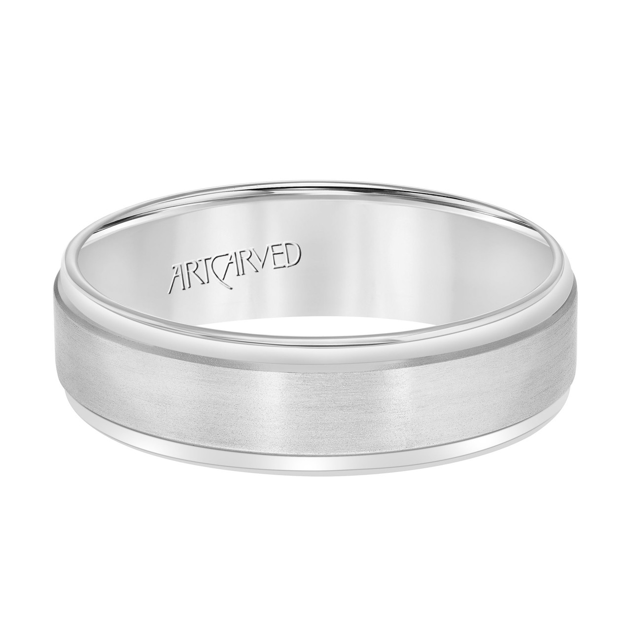 Matte Polished Bevel Edge 6.5mm Wedding Band 0