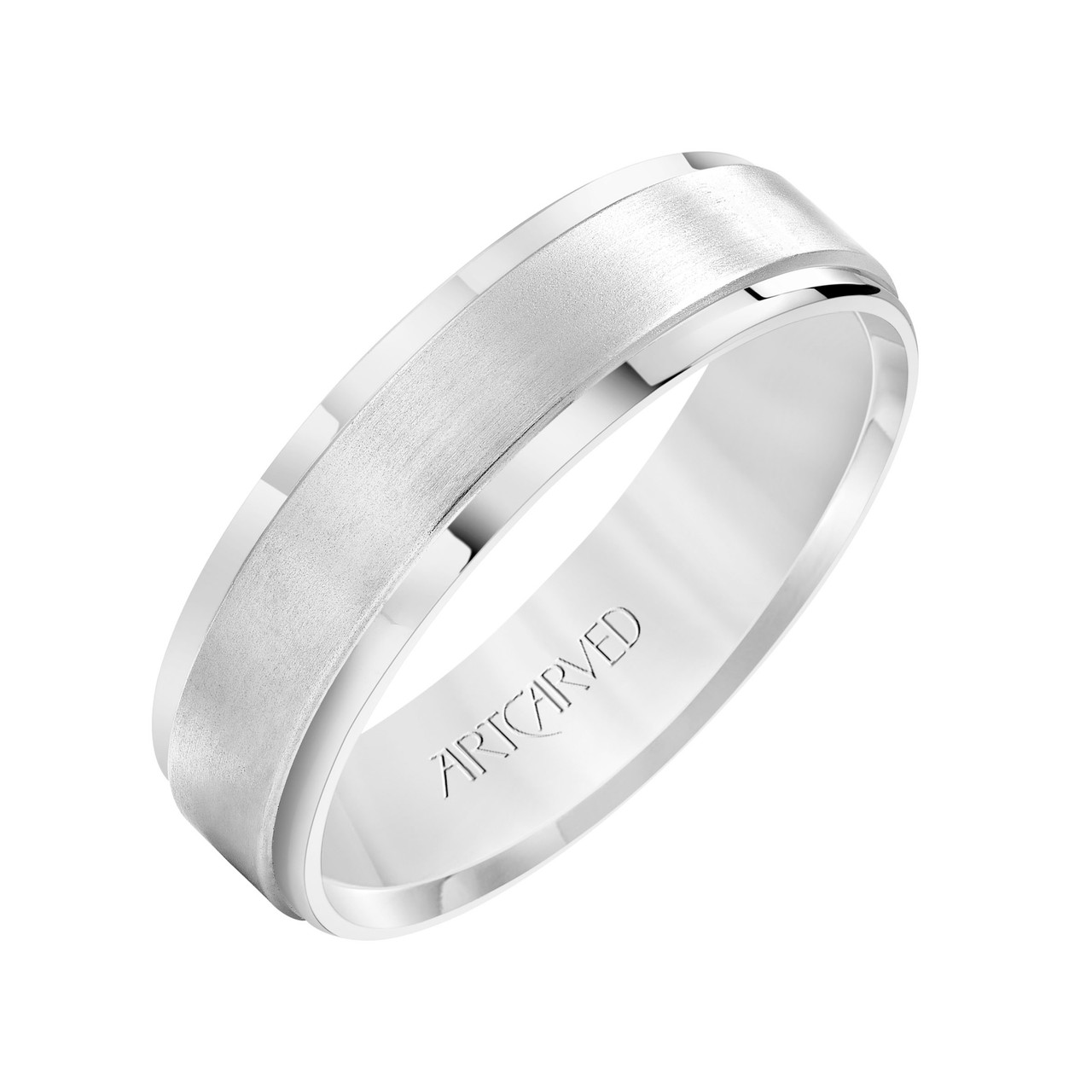 Matte Polished Bevel Edge 6.5mm Wedding Band 1