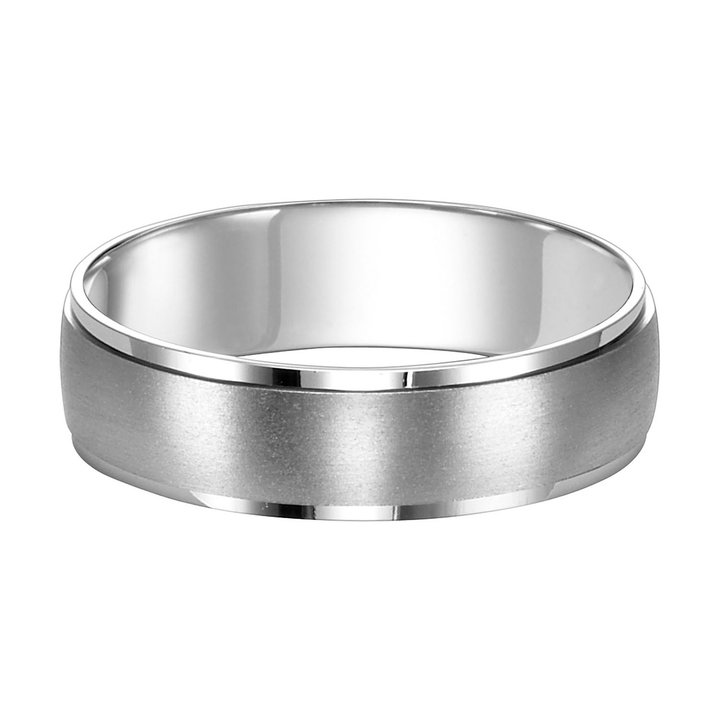 Satin High Polished 6mm Wedding Band In White Gold 14K