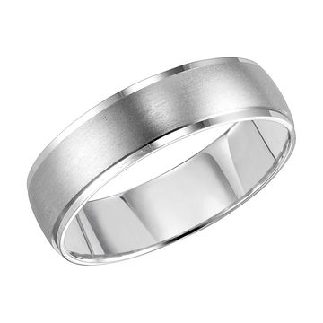 Satin High Polished 6mm Wedding Band In White Gold 14K
