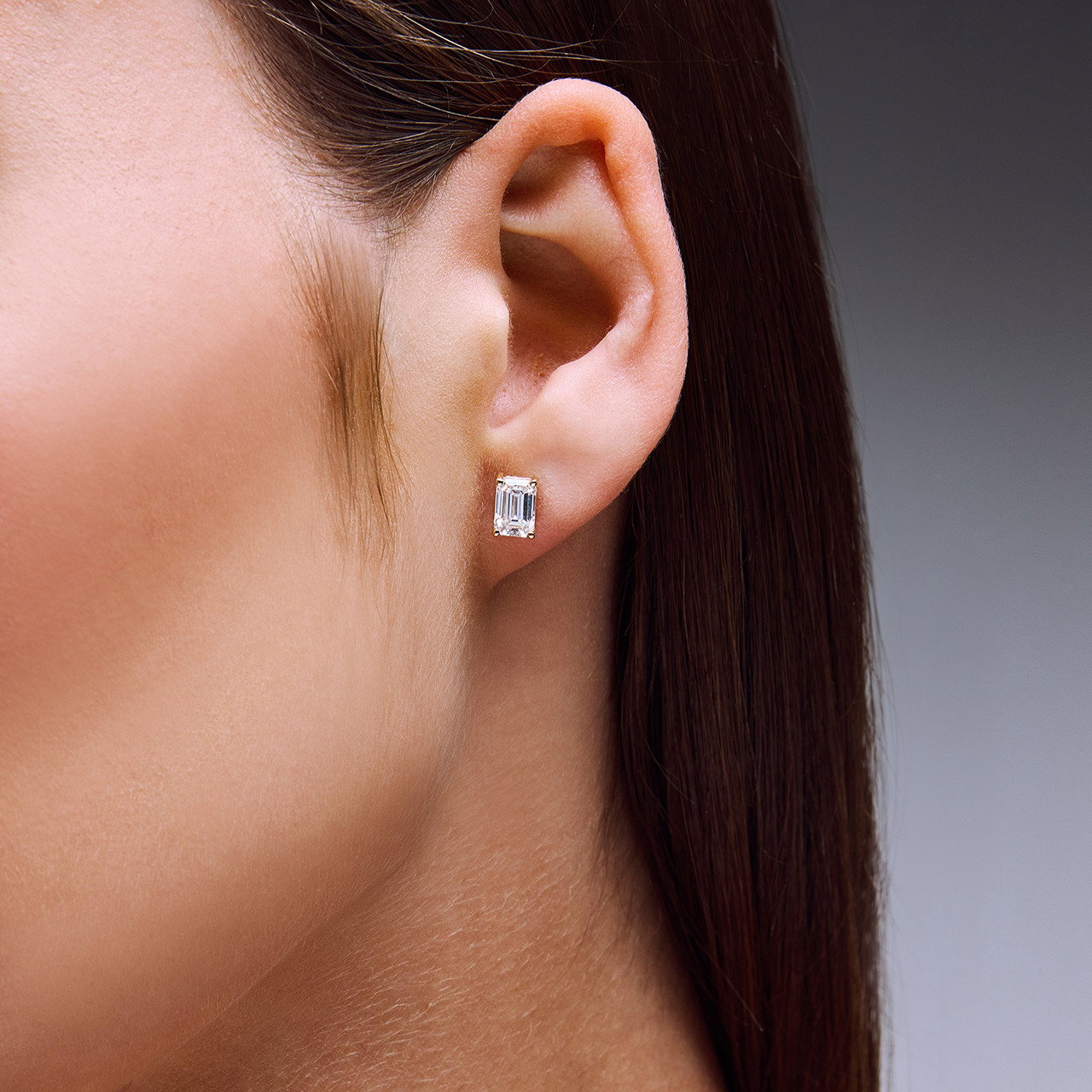 Emerald-Cut Lab Grown Diamond Stud Earrings