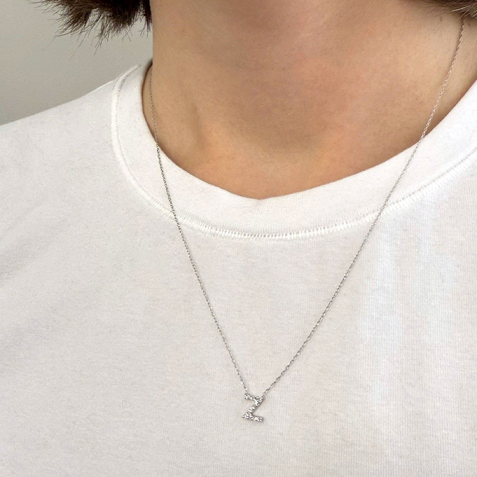 Diamond Lowercase Initial "z" Pendant Necklace