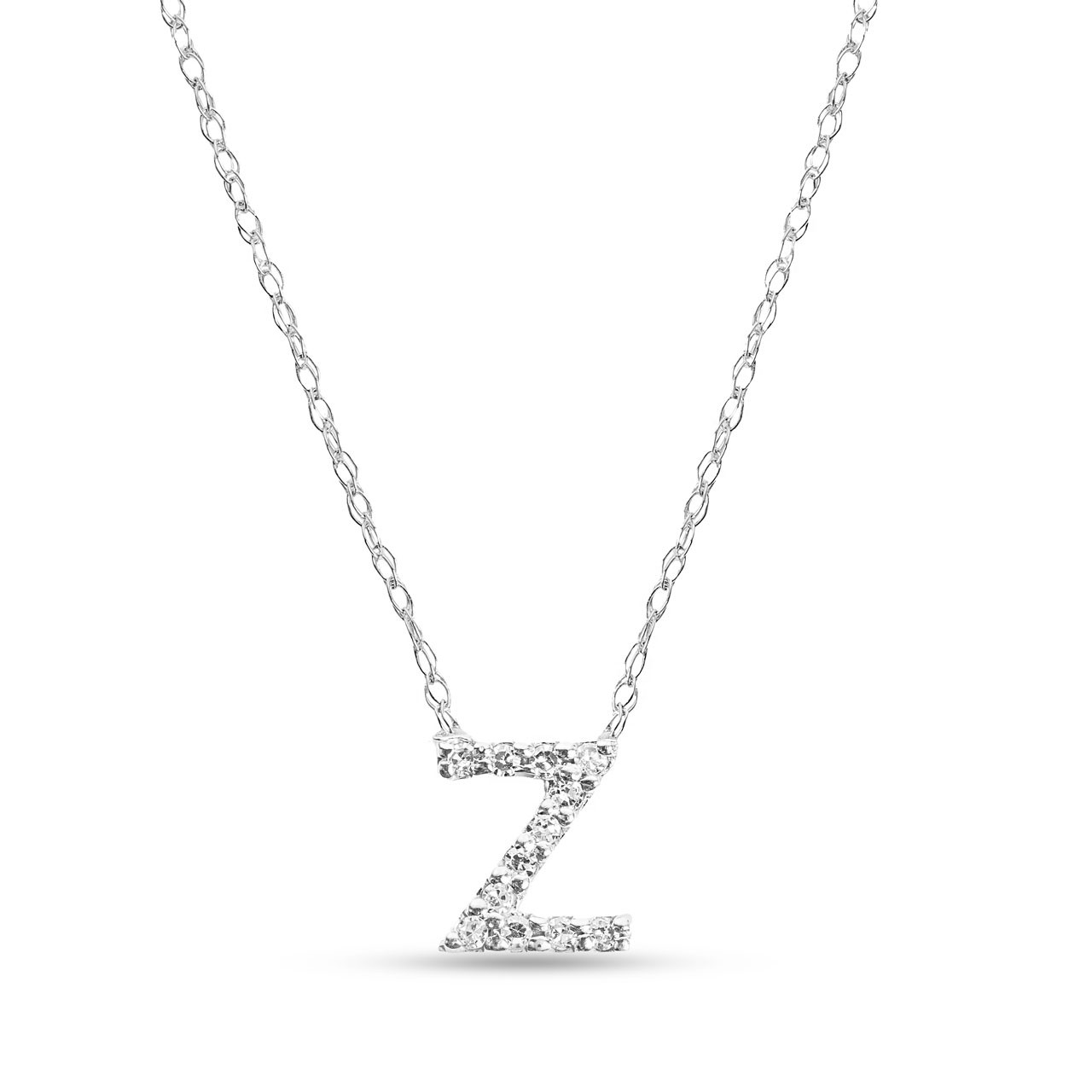Diamond Lowercase Initial "z" Pendant Necklace
