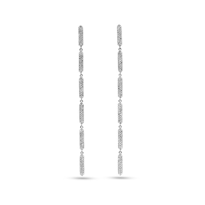 Diamond Drop Earrings In White Gold 14K