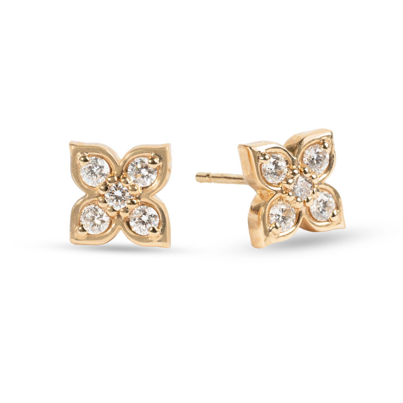 Diamond Floral Design Stud Earrings