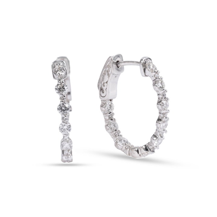 Diamond Inside-Out Hoop Earrings (1.28tw) In White Gold 14K