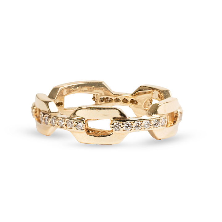 Diamond Chain Link Ring (0.30tw) In Yellow Gold 14K