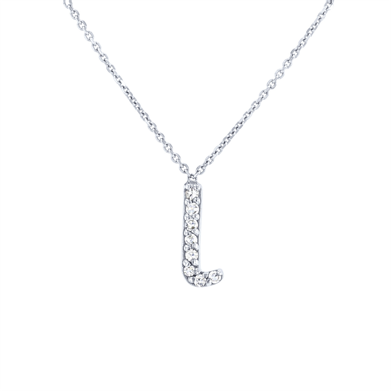 Diamond Lowercase Initial "l" Pendant Necklace
