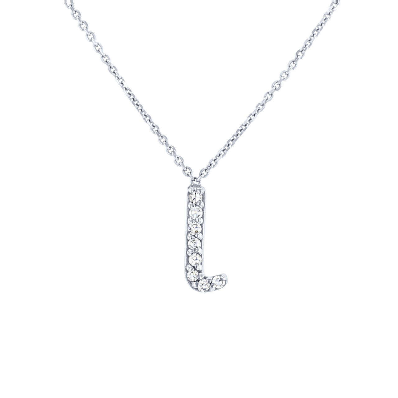 Diamond Lowercase Initial "l" Pendant Necklace