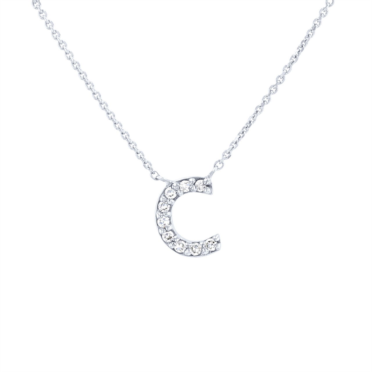 Diamond Lowercase Initial "c" Pendant Necklace