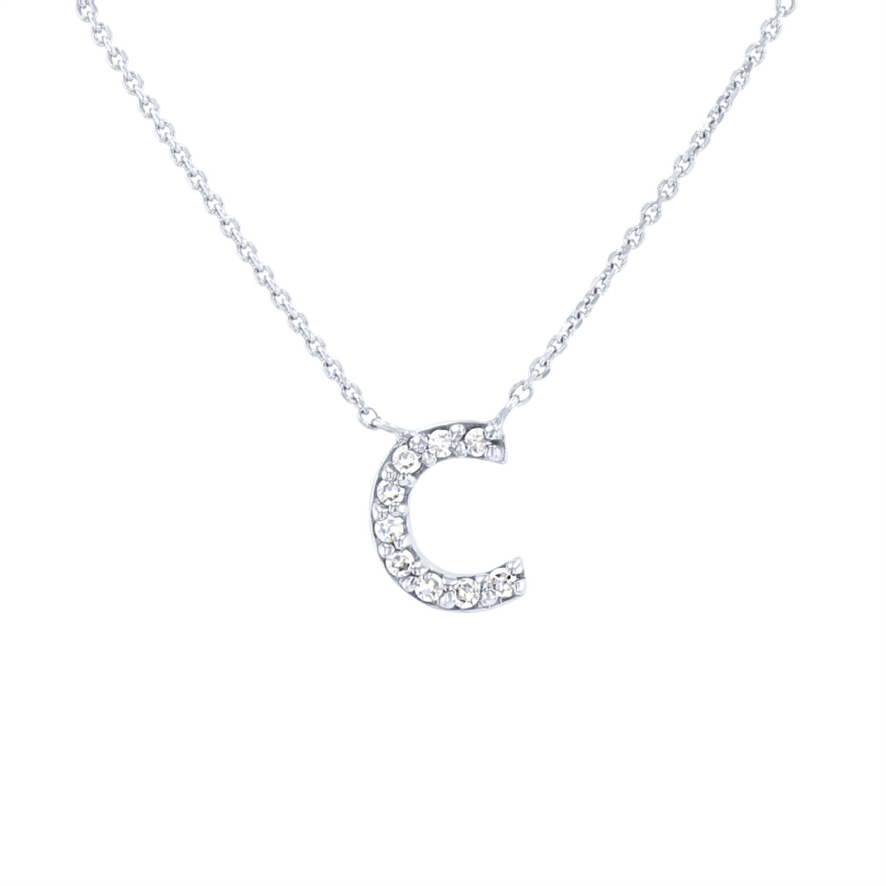 Diamond Lowercase Initial "c" Pendant Necklace
