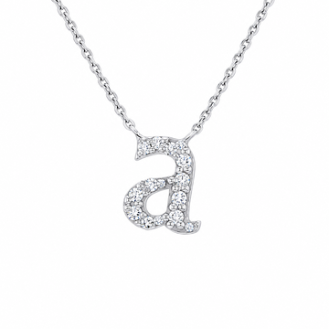 Diamond Lowercase Initial "a" Pendant Necklace In White Gold 14K