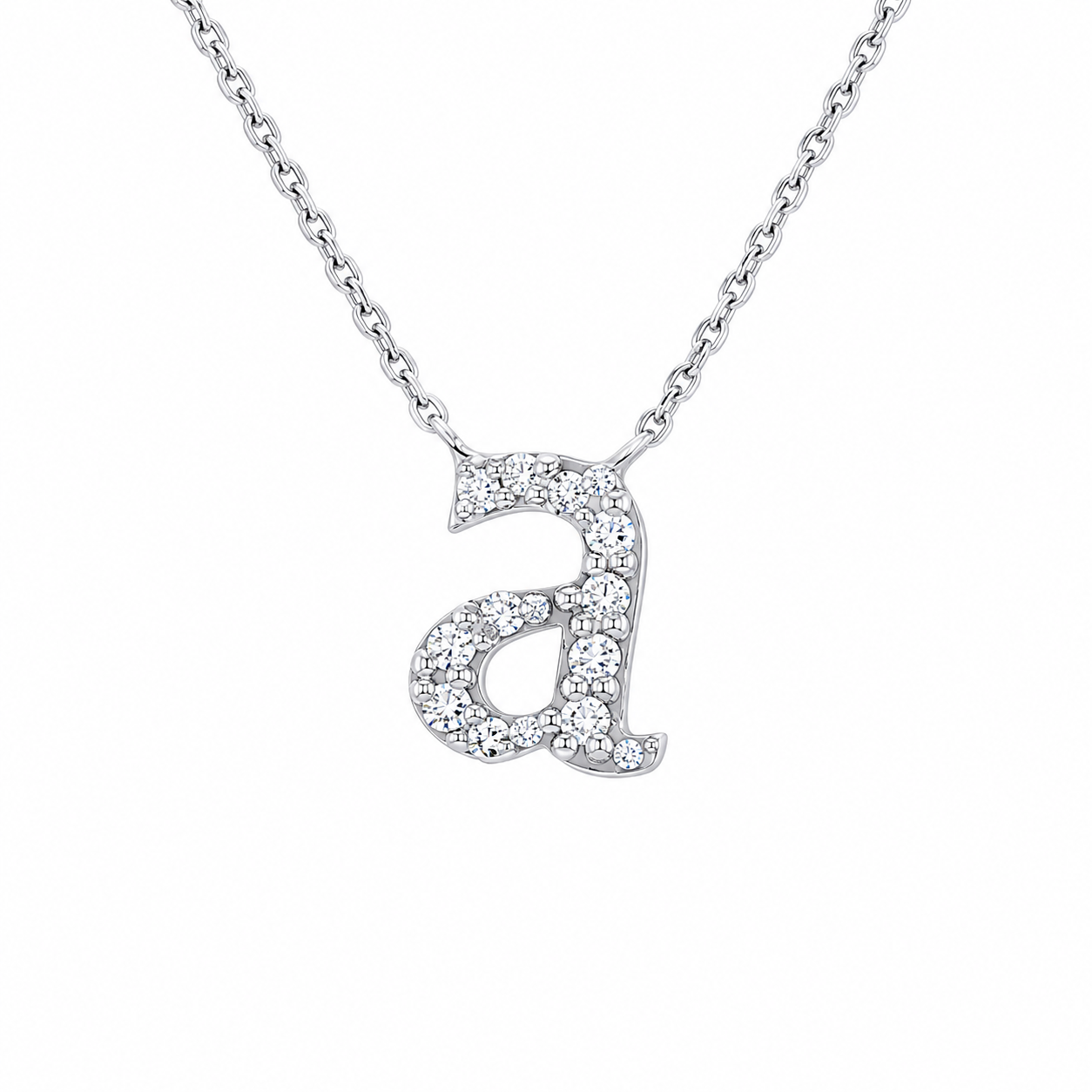 Diamond Lowercase Initial "a" Pendant Necklace