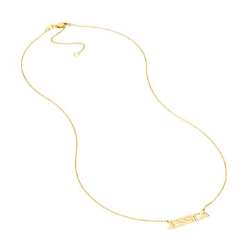 Personalized Block Font Nameplate Necklace In Yellow Gold 14K