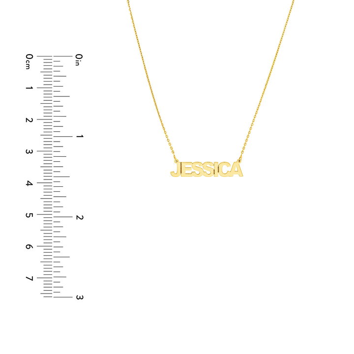 Personalized Block Font Nameplate Necklace In Yellow Gold 14K