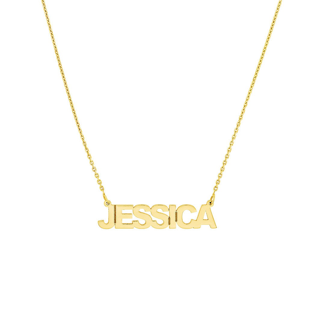 Personalized Block Font Nameplate Necklace