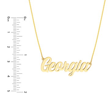Personalized Script Font Nameplate Necklace In Yellow Gold 14K