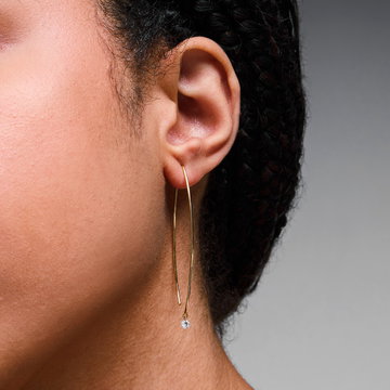 Elongated Diamond Drop Earrings In White Gold 18K