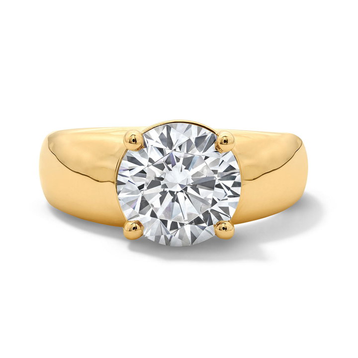 Wide Band Solitaire Engagement Setting by Adorette In Yellow Gold 14K