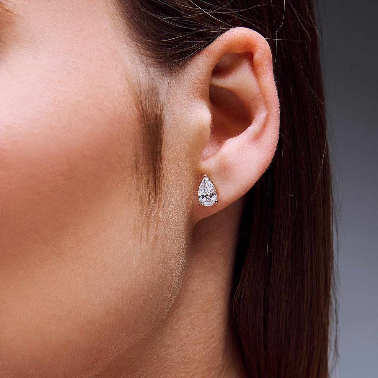 Pear-Shaped Lab Grown Diamond Stud Earrings