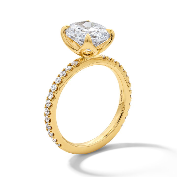 Tulip Prong 3/4 Way Diamond Engagement Setting by Adorette In Yellow Gold 14K