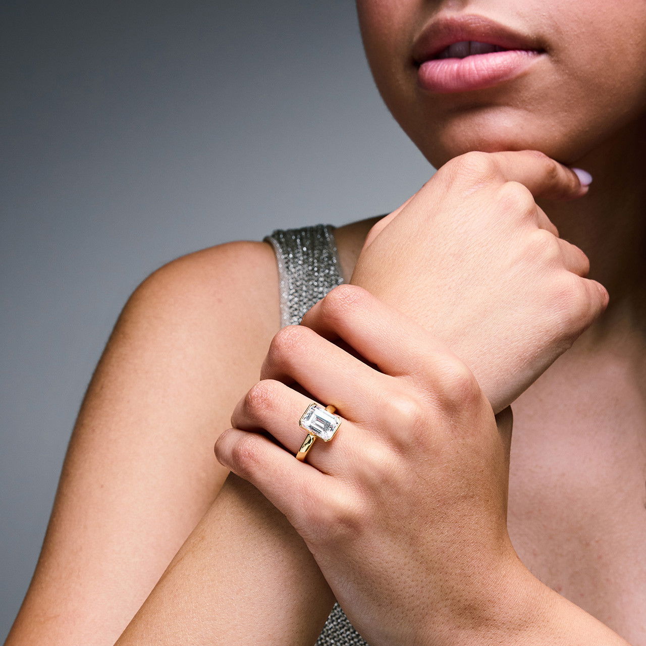 Half Bezel Engagement Setting by Adorette