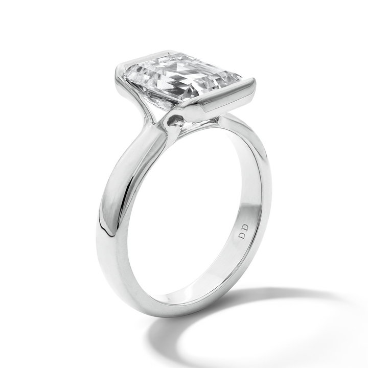 Half Bezel Engagement Setting by Adorette In White Gold 14K