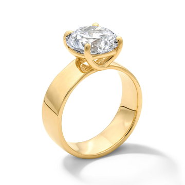 Wide Cigar Band Solitaire Engagement Setting by Adorette In Yellow Gold 14K