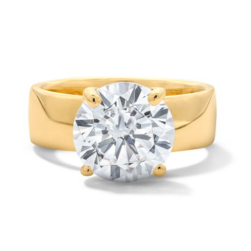 Wide Cigar Band Solitaire Engagement Setting by Adorette In Yellow Gold 14K