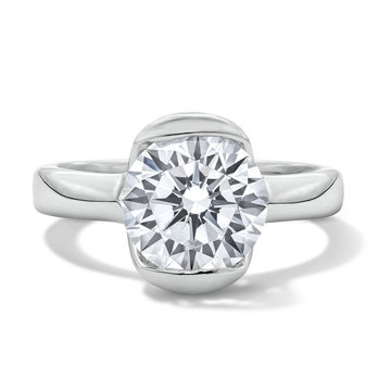 Half Bezel Solitaire Engagement Setting by Adorette In White Gold 14K