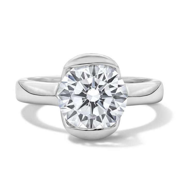 Half Bezel Solitaire Engagement Setting by Adorette In White Gold 14K