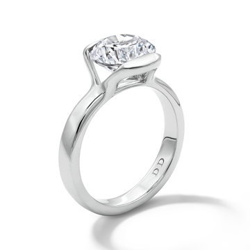 Half Bezel Solitaire Engagement Setting by Adorette In White Gold 14K