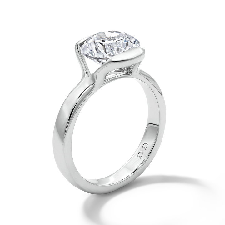 Half Bezel Solitaire Engagement Setting by Adorette In White Gold 14K