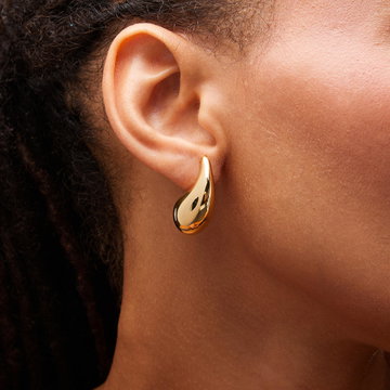 Sculptural Teardrop Gold Earrings In Yellow Gold 14K