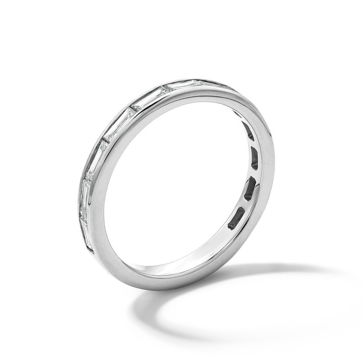 Michael M. Baguette Diamond Channel Wedding Band In White Gold 18K