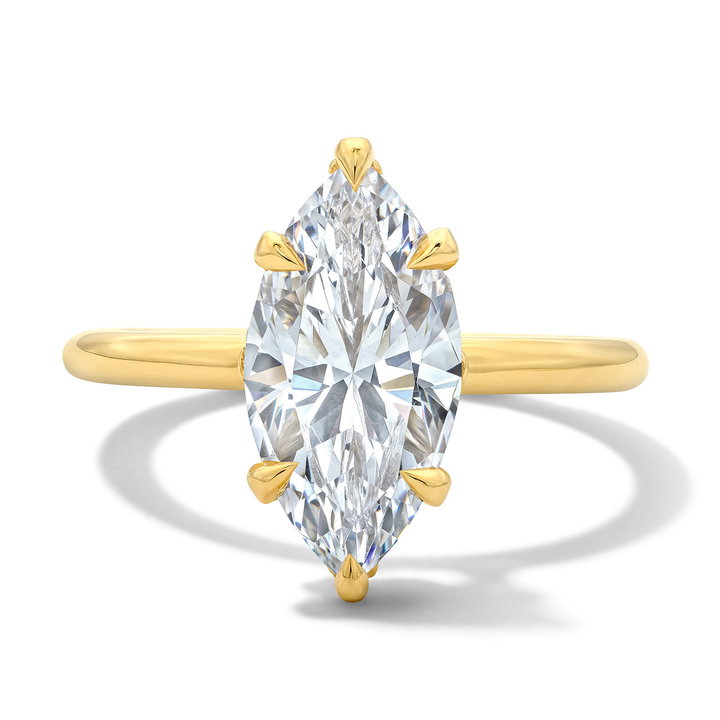 Michael M. Monarch Marquise Hidden Halo Solitaire Engagement Setting In Yellow Gold 18K