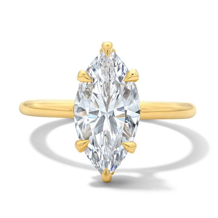 Michael M. Monarch Marquise Hidden Halo Solitaire Engagement Setting In Yellow Gold 18K