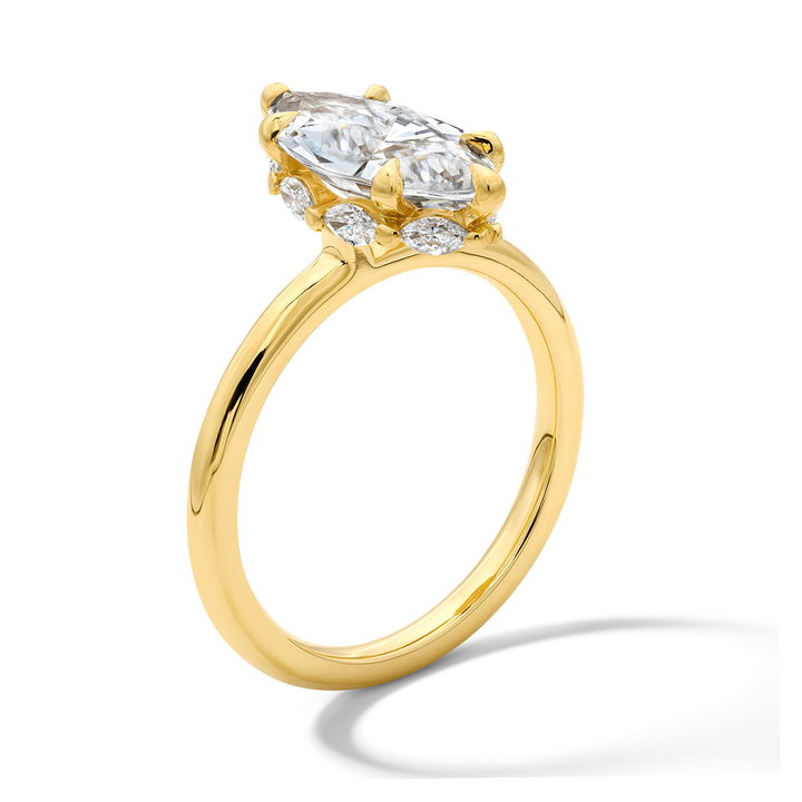 Michael M. Monarch Marquise Hidden Halo Solitaire Engagement Setting In Yellow Gold 18K