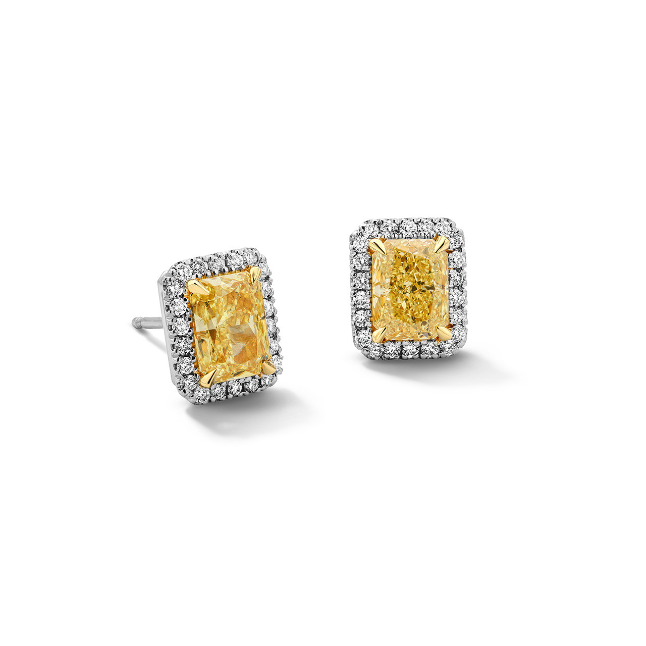 Fancy Yellow Diamond Halo Stud Earrings (2.55tw) 0