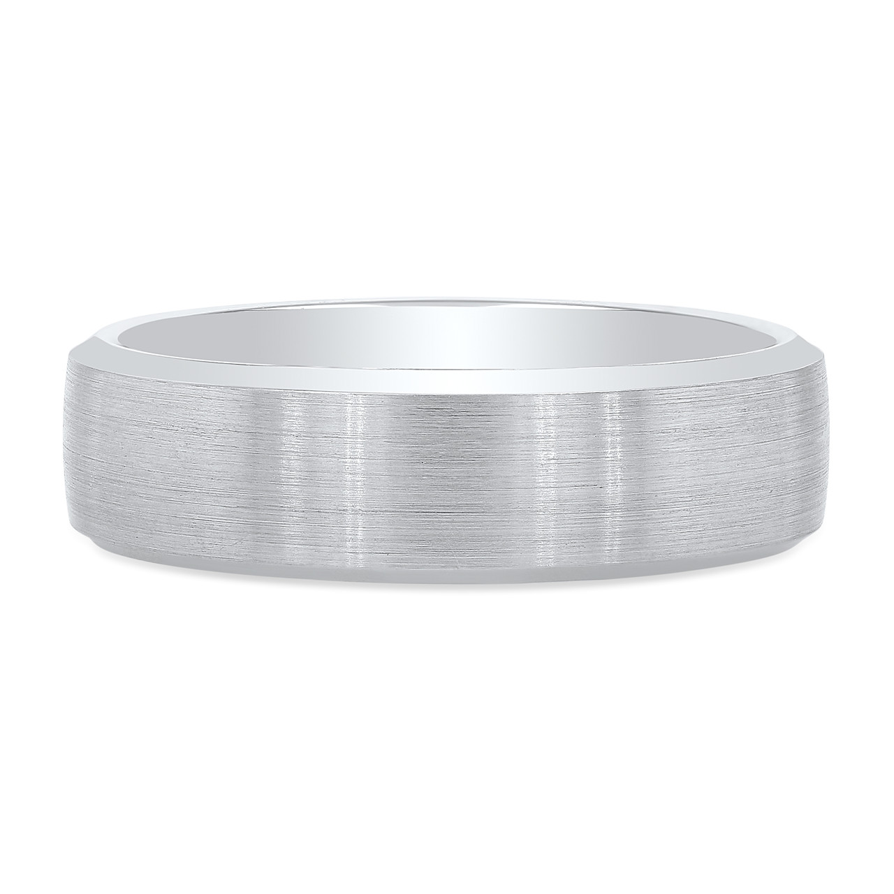 Matte Bevel Edge Wedding Band 0