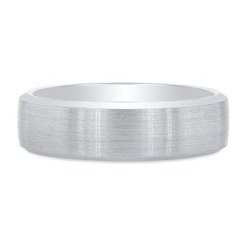 Matte Bevel Edge Wedding Band In White Gold 14K