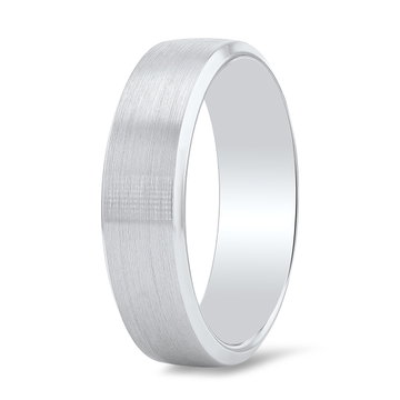 Matte Bevel Edge Wedding Band In White Gold 14K