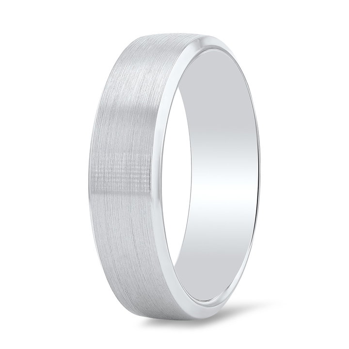 Matte Bevel Edge Wedding Band In White Gold 14K
